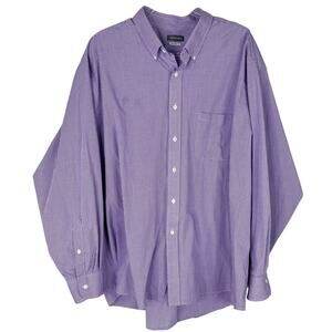 Van Heusen Button Down Shirt Regular Fit Purple White Check 2XL